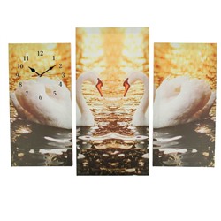 Часы настенные модульные «Пара лебедей», 60 × 80 см