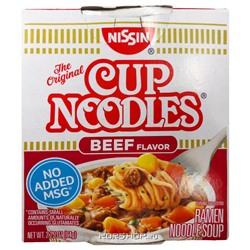 Лапша б/п со вкусом говядины Cup Noodles Nissin, США, 64 г