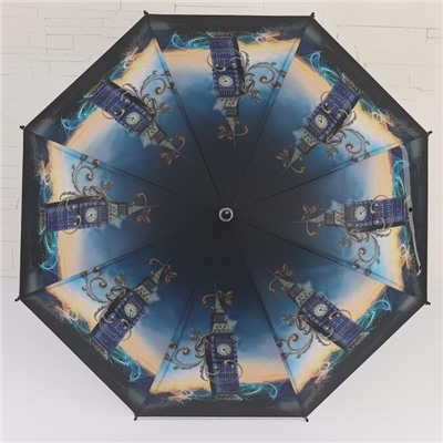 Зонт - трость полуавтоматический «Города», 8 спиц, R = 49 см, цвет МИКС
