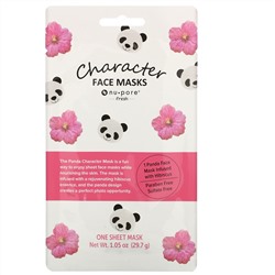 Nu-Pore, Character Face Mask, Panda, Hibiscus, 1 Sheet