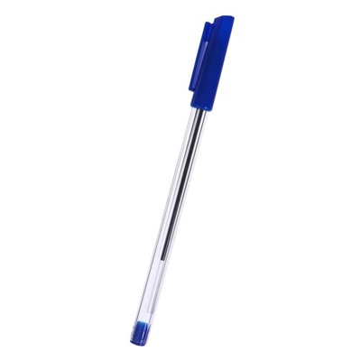 Набор ручек шариковых 3 штуки, стержень 1,0 мм, синий, корпус прозрачный с синим колпачком