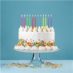 Набор свечей для торта "С Днём Рождения" с цветным пламенем, 12 штук