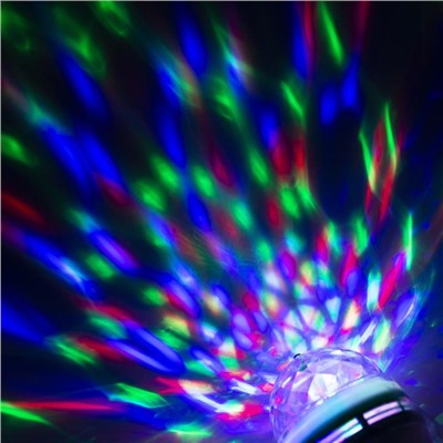 Световой прибор «Хрустальный шар» 8 см, Е27, свечение RGB