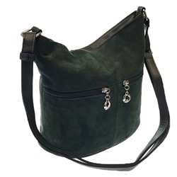 Стильная сумка Lise с ремнем через плечо из натуральной замши и эко-кожи цвета зелёного опала.