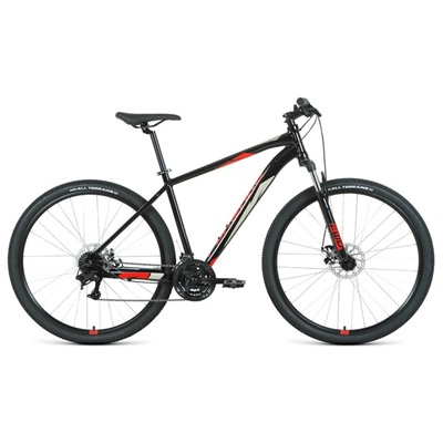 Велосипед 29" Forward Apache 2.2 D, 2022, цвет черный/красный, размер рамы 21"