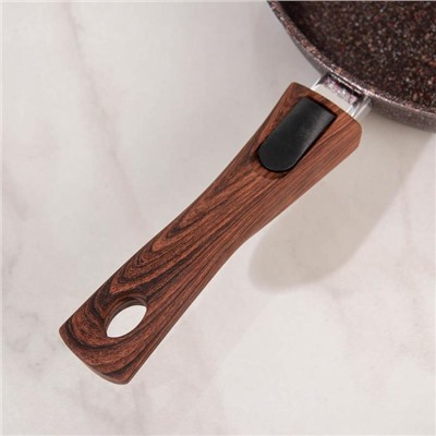 Сковорода Granit ultra red, d=24 см, съёмная ручка, стеклянная крышка, антипригарное покрытие, цвет коричневый