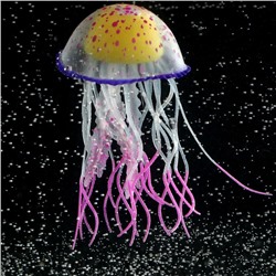 Декор для аквариума "Медуза", силиконовая, с неоновым эффектом, 6,5 х 6,5 х 11,5 см, фиолето   71088