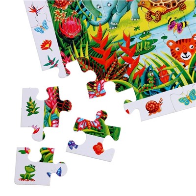Пазл «Яркие джунгли», с развивающей игрой, 60 элементов