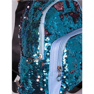 Рюкзак для девочки с пайетками, голубой