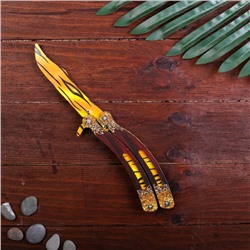 Сувенир деревянный «Нож бабочка, жёлтые линии»