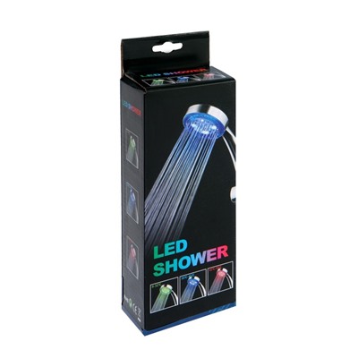 Душевая лейка ZEIN Z0015, с LED подсветкой, 3 цвета, пластик, цвет хром