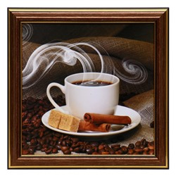 Картина "Ароматный кофе" 18х18(21,5х21,5) см