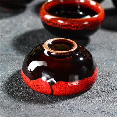 Набор для чайной церемонии «Лунное озеро», 7 предметов: чайник 150 мл, 6 пиал 50 мл, цвет красный