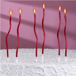 Свечи для торта витые "Серпантин" 6  шт, коктейльные, рубиновые