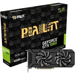 Видеокарта Palit GeForce GTX 1060 DUAL 6G,192bit,GDDR5,1506/8000,Bulk