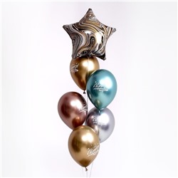 Букет из шаров «С днём рождения. Мрамор», фольга, латекс, набор 6 шт.
