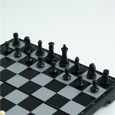 Игра настольная "Шахматы", магнитная доска, 19.5 х 19.5 см, чёрно-белые
