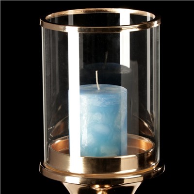 Подсвечник металл, стекло на 1 свечу "Астероид" золото 82х18х18 см