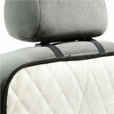 Защитная накидка на переднее сиденье 1 карман, размер 40×60, экокожа, стеганная, белая