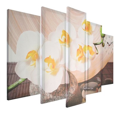 Часы настенные модульные «Камни и белые орхидеи», 80 × 140 см