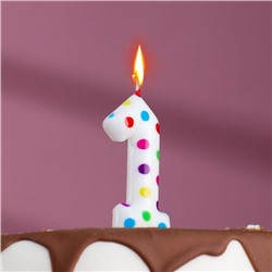 Свеча в торт на день рождения «‎Цветное конфетти»‎, цифра "1", 5.5 см