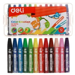 Пастель масляная детская 12 цветов Deli Color Emotion, шестигранная, пластиковая коробка