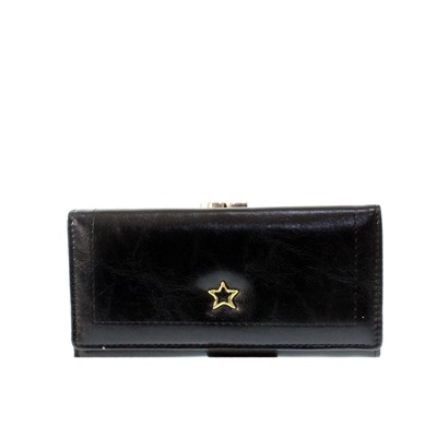 Стильный женский кошелек Star из эко-кожи черного цвета.