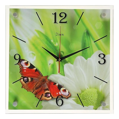 Часы настенные, серия: Животный мир, "Бабочка", 35х35 см