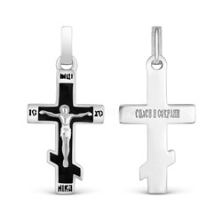 Крест из серебра с чёрной эмалью родированный - 3,3 см кэ-06р