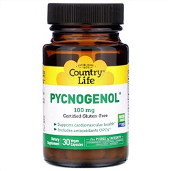 Country Life, Pycnogenol, 100 мг, 30 веганских капсул