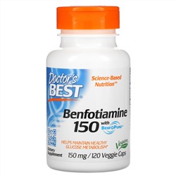 Doctor's Best, бенфотиамин с BenfoPure, 150 мг, 120 вегетарианских капсул