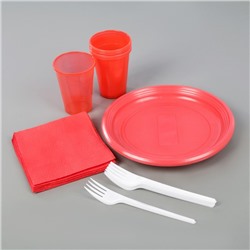 Набор одноразовой посуды «Летний №2», 6 персон, цвет МИКС