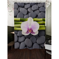 Фотоштора для ванной Орхидея и бамбук