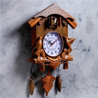 Часы настенные, серия: Маятник, "Птички", 30 х 34 см