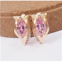 Серьги коллекция Дубай покрытие позолота розовый камень