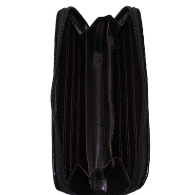 Модный женский кошелек Sao из эко-кожи чёрного цвета.