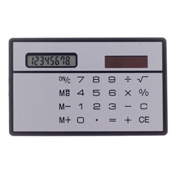 Калькулятор плоский, 8-разрядный, серебристый корпус