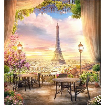 3D Фотообои «Парижский ресторанчик»