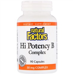 Natural Factors, Hi Potency B Complex, 90 капсул