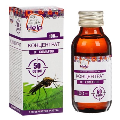 Концентрат от комаров "Help", для обработки дачного участка, 100 мл