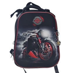 Рюкзак каркасный Hatber Ergonomic 37 х 29 х 17 см, для мальчика, Motors, чёрный/красный