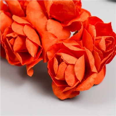 Цветы для декорирования "Чайные розы" 1 букет=6 цветов 9,5 см алый