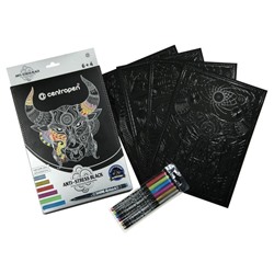Набор для творчества Centropen 9390: маркер металлик 6 цветов, 1 мм, лист черный А4 - 4 штуки
