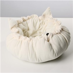 Лежанка для кошек на стяжке с ушками, цвет белый 55 см