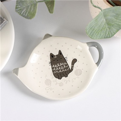 Подставка под чайный пакетик Доляна «Уютные коты», 12×9×1,3 см