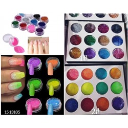 Блёстки для дизайна ногтей глиттер 12 цветов