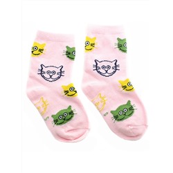 Детские носки 6-8 лет 19-22 см"Котики" Розовые