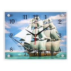 Часы настенные, серия: Море, "Корабль", плавный ход, 30 х 40 см