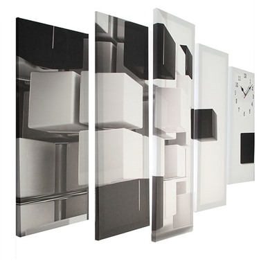 Часы настенные модульные «Чёрно-белая абстракция», 80 × 140 см