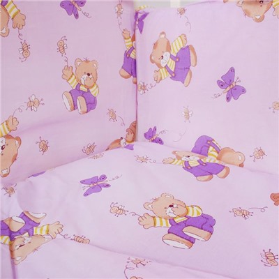 Комплект в кроватку "Мишки с мёдом" (3 предмета), цвет фиолетовый 33